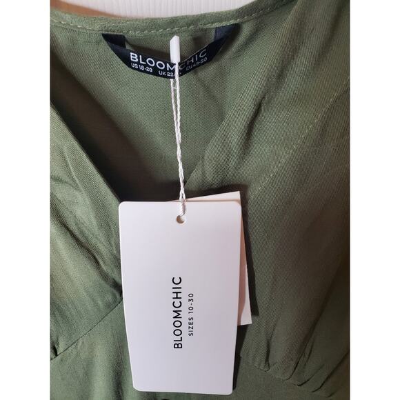 BloomChic Olive Green Button Front V-Neck Dress, NWT, 2X - Picture 5 of 6